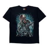 Skeleton Playing Guitar Rock Eagle Single Stitch T-Shirt - XL Black Cotton