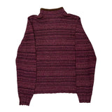 Woolrich Striped 1/4 Zip - Large Brown Wool Blend