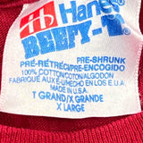 Single Stitch Hanes Graphic T-Shirt - XL Red Cotton