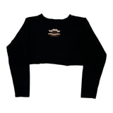 Motorcycle Harley Davidson Cropped Long Sleeve T-Shirt - Medium Black Cotton