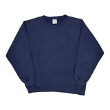 90S Blank Gildan Sweatshirt - Large Navy Cotton Blend