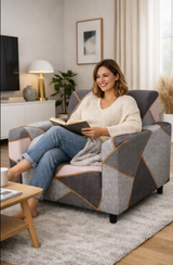 Anyseat 1-Seater Sofa Cover – Gray Pink Style Slipcover for Living Room Chair Protection