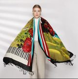 Anyyou 100% Merino Wool Red White Green Silk Satin Large Winter Scarf Pashmina Shawl Bandana Perfect For Women Ladies Fashion Style