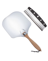 Anygleam 35.5x30.5cm Pizza Cutter and Shovel With Foldable Wooden Handle Bakeware Kitchen Tools No Oxidation