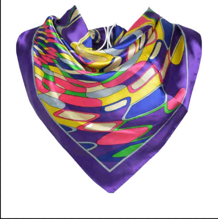 Anyyou Fashion Premium Satin Square Scarf – Purple Silk-Feel Neckwrap for Women