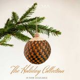 Pack of 4 Boho Christmas Baubles / Balls / Ornaments - Handmade in Iraca Palm