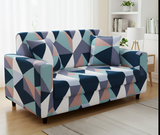 Anyseat 4-Seater Sofa Cover – Blue White Geometric Style Slipcover for Living Room Chair Protection