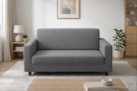 Anyseat 2-Seater Sofa Cover – Plain Gray Style Slipcover for Living Room Chair Protection