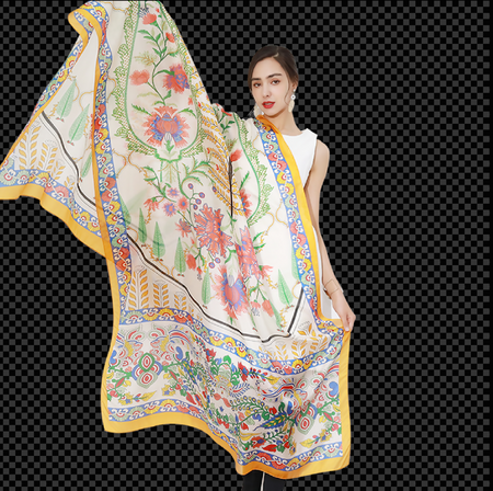 Anyyou 100% Mulberry Silk Yellow Scarf Women Luxury Long Shawl – Beach Wear, Swimwear Cover Up, Pashmina Face Shield Foulard Fashion Accessory