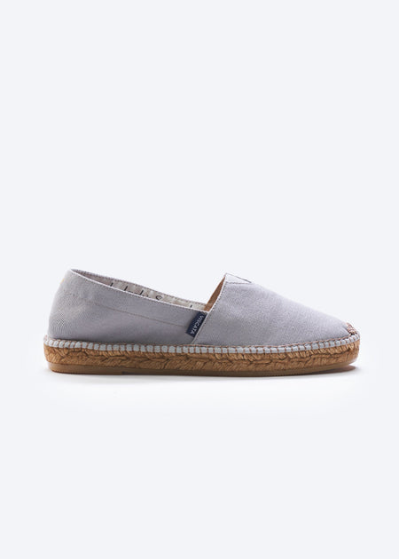 Barceloneta Ash Grey Canvas Slip On Women Espadrille Flat