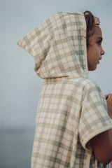 Organic Cotton Towel Poncho - Fern Plaid