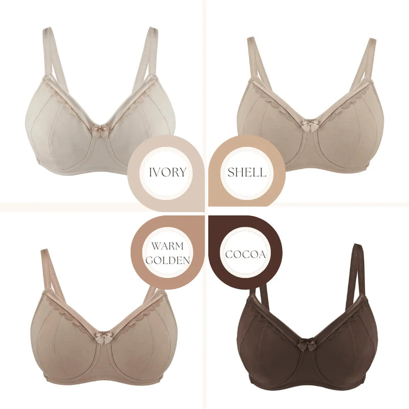 Cocoa-Supportive Non-Wired Silk & Organic Cotton Full Cup Bra with removable paddings