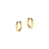 The must-have huggies for every season. The Bella Mini Rectangular Gold Earrings are the smaller version of our best selling Bella chunky rectanguler hoops.