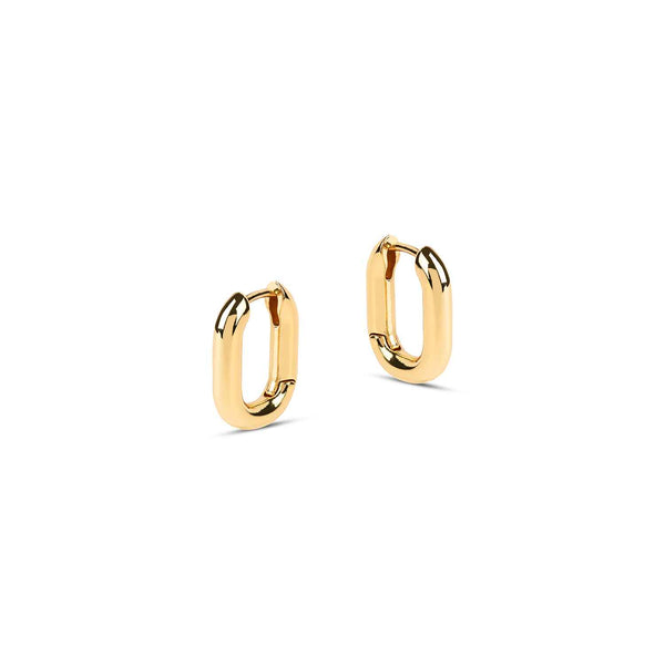 The must-have huggies for every season. The Bella Mini Rectangular Gold Earrings are the smaller version of our best selling Bella chunky rectanguler hoops.