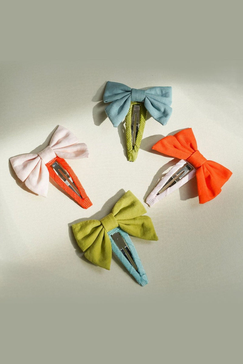 Bow hair clip set - Blush Bloom