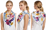 Anyyou Fashion Premium Satin Square Scarf – Elegant White Silk-Feel Neckwrap for Women