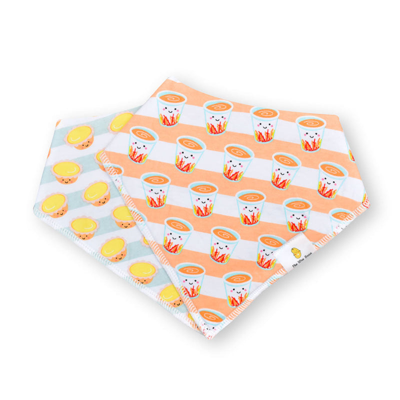 the wee bean organic cotton bandana bibs in milk tea and egg tart