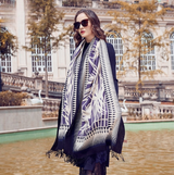 Anyyou 100% Merino Wool White Purple Patterned Silk Satin Large Winter Scarf Pashmina Shawl Bandana Perfect For Women Ladies Fashion Style