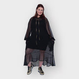 Aphrodite Black Holiday Resort Midi Dress With Hoodie -  Inclusive Plus Size up to UK 18 / US 14