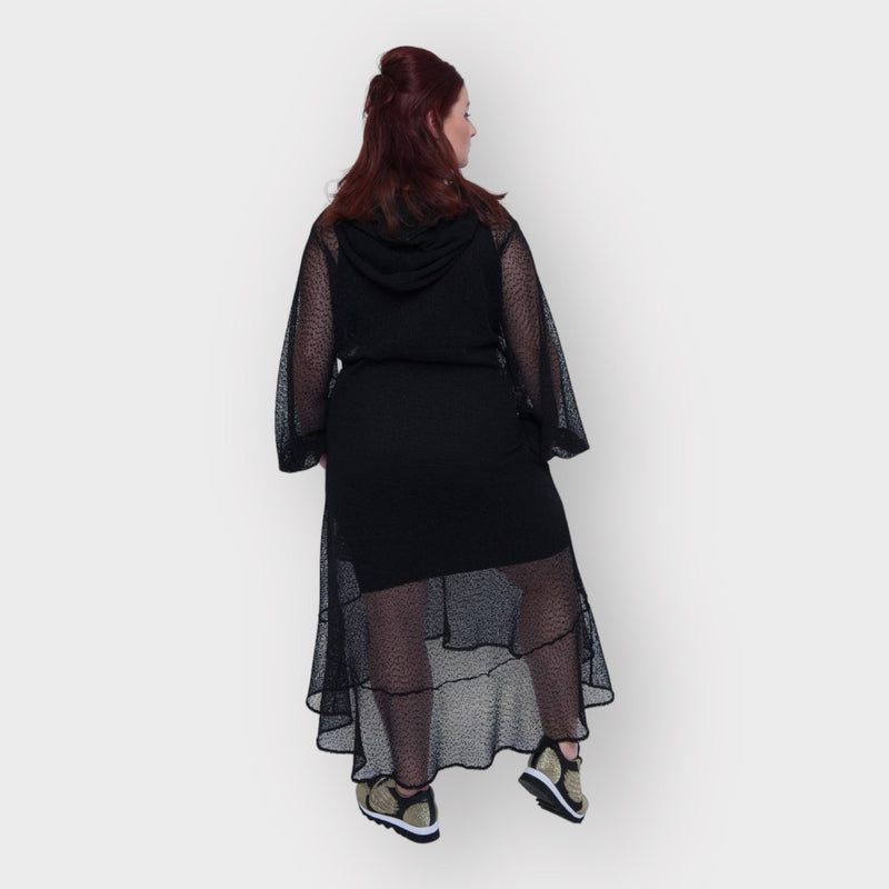 Aphrodite Black Holiday Resort Midi Dress With Hoodie -  Inclusive Plus Size up to UK 18 / US 14