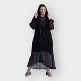 Aphrodite Black Holiday Resort Midi Dress With Hoodie -  Inclusive Plus Size up to UK 18 / US 14