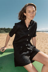 Women linen shirt - Black