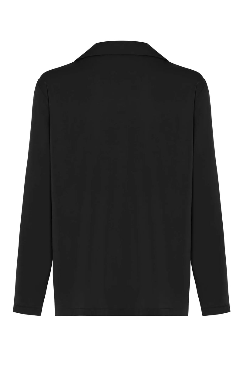 Black vegan silk pyjama shirt