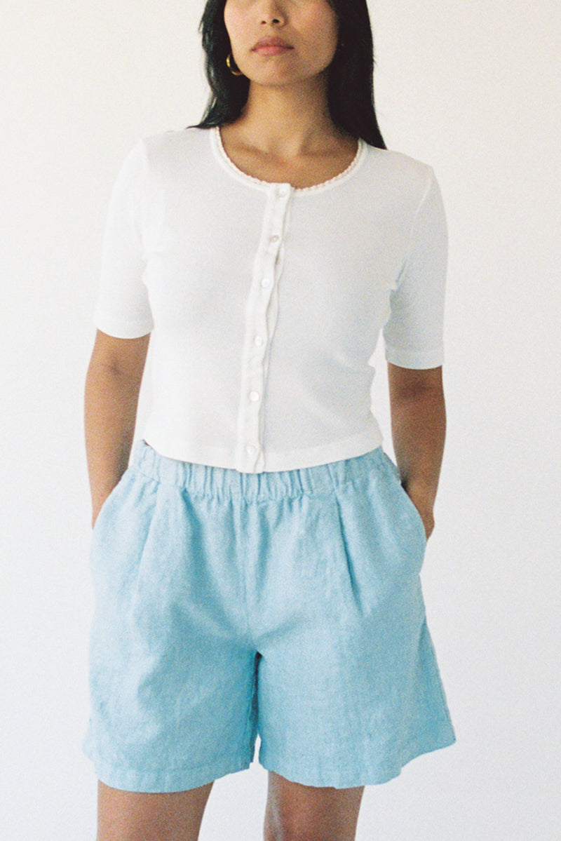 Pleated Linen Short