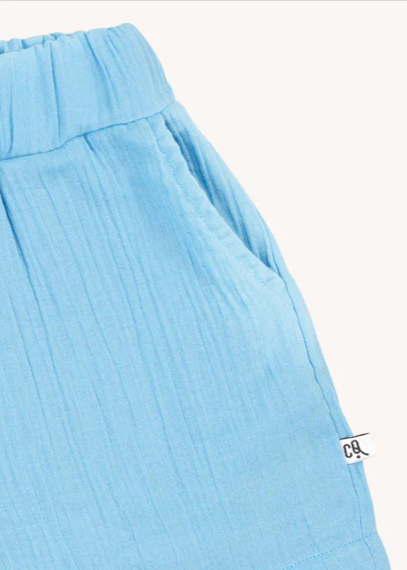 Organic muslin girl shorts - Blue