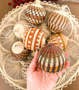 Pack of 4 Boho Christmas Baubles / Balls / Ornaments - Handmade in Iraca Palm