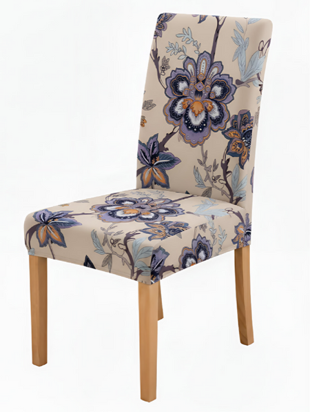 Anyseat Beige Floral Pattern Print Elastic Chair Cover – Plain Dining Slipcover & Home Décor