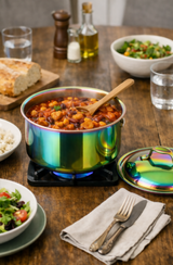 Anygleam Rainbow 304 Stainless Steel Saucepan – Small Milk & Soup Pot with Lid, Long Handle, Thickened Base, Induction Compatible Dormitory Cookware