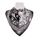Anyyou Fashion Premium Satin Square Scarf – Black White Silk-Feel Neckwrap for Women
