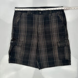 Wrangler Checked Cargo Shorts - 38W 11L Black Cotton