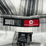 Southpole Checked Shorts - 28W 11L Black & White Cotton