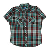 Tall Wrangler Checked Short Sleeve Shirt - 2XL Multicoloured Polyester Blend