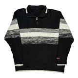 Southpole Striped Sweater - Large Gray Acrylic