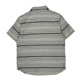 Harley Davidson Striped Short Sleeve Shirt - Large Gray Cotton