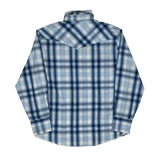 Wrangler Checked Shirt - Large Blue Cotton Blend