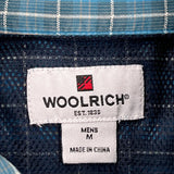 Woolrich Checked Short Sleeve Shirt - Medium Blue Cotton