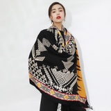 Anyyou 100% Merino Wool Yellow Buildings Silk Satin Large Winter Scarf Pashmina Shawl Bandana Perfect For Women Ladies Fashion Style