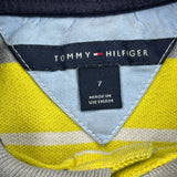 Age 7 Tommy Hilfiger Striped Polo Shirt - Small Gray Cotton