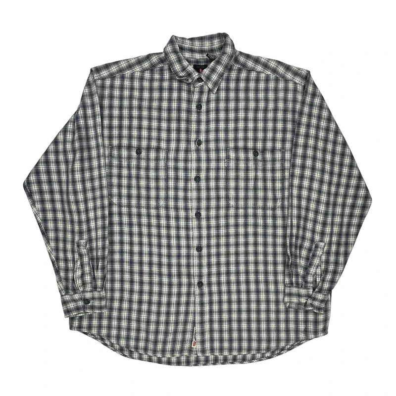 Levis Checked Flannel Shirt - XL Blue Cotton