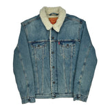 Levis Sherpa Lined Denim Jacket - Large Blue Denim