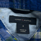 Age 4 Tommy Hilfiger Checked Short Sleeve Shirt - XS Blue Cotton