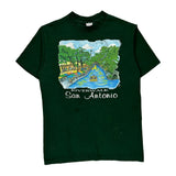 Riverwalk San Antonio Anvil Single Stitch T-Shirt - Large Green Cotton