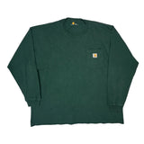 Carhartt Long Sleeve T-Shirt - 2XL Green Cotton