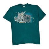 Single Stitch Wolves Graphic Harlequin Nature T-Shirt - XL Green Cotton Blend