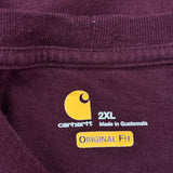 Carhartt Long Sleeve T-Shirt - 2XL Burgundy Cotton