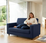 Anyseat 2-Seater Sofa Cover – Plain Navy Blue Style Slipcover for Living Room Chair Protection